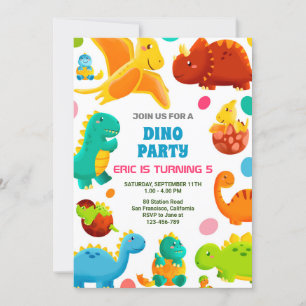 Dinosaur Verjaardagsfeest Uitnodiging, Dinosor Kaa Kaart