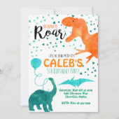 Dinosaur verjaardagsfeestdag waterverf kaart (Voorkant)