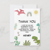 Dinosaur Verjaardagsfeestje Bedankkaart (Voorkant)