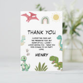 Dinosaur Verjaardagsfeestje Bedankkaart (Staand voorkant)