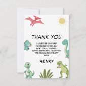 Dinosaur Verjaardagsfeestje Bedankkaart (Voorkant)