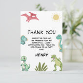 Dinosaur Verjaardagsfeestje Bedankkaart (Staand voorkant)