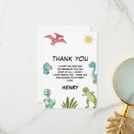 Dinosaur Verjaardagsfeestje Bedankkaart