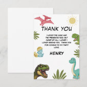 Dinosaur Verjaardagsfeestje Bedankkaart (Voorkant / Achterkant)