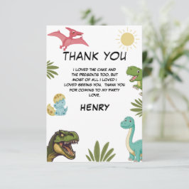 Dinosaur Verjaardagsfeestje Bedankkaart