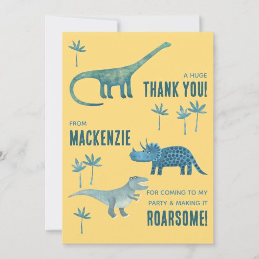 Dinosaur Verjaardagsfeestje Bedankt (Voorkant)