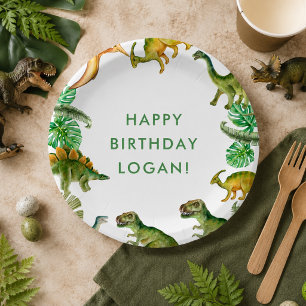 Dinosaur Verjaardagsfeestje Foto Papieren Bordje