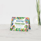 Dinosaur verjaardagsfeestje jongen aangepaste foto bedankkaart (Voorkant)