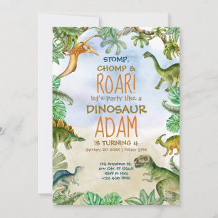 Dinosaur verjaardagsfeestje Jurassic Dino thema ki Kaart