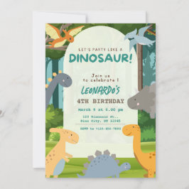 Dinosaur Verjaardagsfeestje Kaart