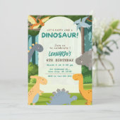 Dinosaur Verjaardagsfeestje Kaart (Staand voorkant)