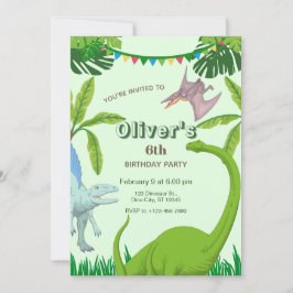 Dinosaur verjaardagsfeestje kaart