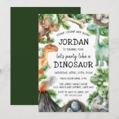 Dinosaur Verjaardagsfeestje Kaart (Voorkant / Achterkant)