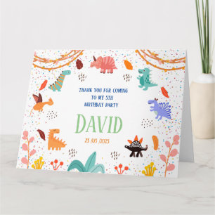 Dinosaur verjaardagsfeestje met de titel Hartelijk Bedankkaart