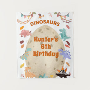 Dinosaur verjaardagsfeestje met reusachtig Dino-ei Wandkleed