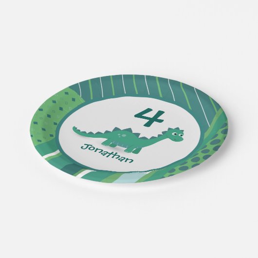 Dinosaur verjaardagsfeestje paper bord (Gekanteld)