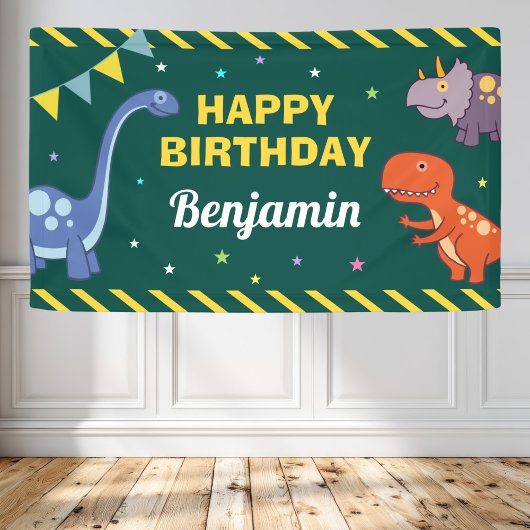 Dinosaur Verjaardagsfeestje Spandoek