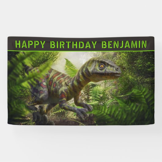 Dinosaur Verjaardagsfeestje Spandoek (Horizontaal)