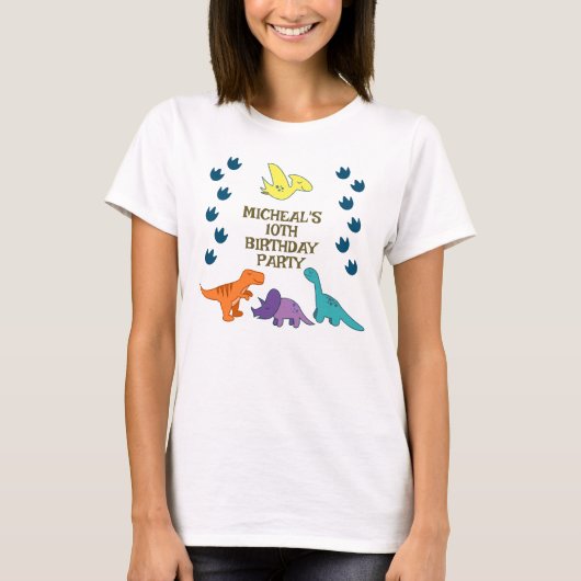 Dinosaur verjaardagsfeestje t-shirt (Voorkant)