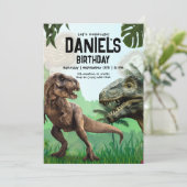 Dinosaur Verjaardagsfeestje Uitnodigen, Brullende Kaart (Staand voorkant)