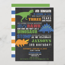 Dinosaur-verjaardagsuitnodiging chalkboard