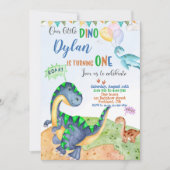 Dinosaur verjaardagsuitnodiging Dino 1e verjaardag Kaart (Voorkant)