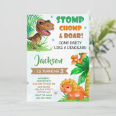 Dinosaur verjaardagsuitnodiging Dino uitnodiging (Staand voorkant)