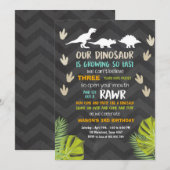Dinosaur verjaardagsuitnodiging Dinosaur Party Cha Kaart (Voorkant / Achterkant)