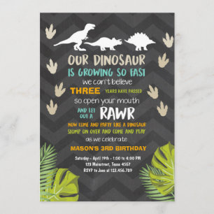 Dinosaur verjaardagsuitnodiging Dinosaur Party Cha Kaart