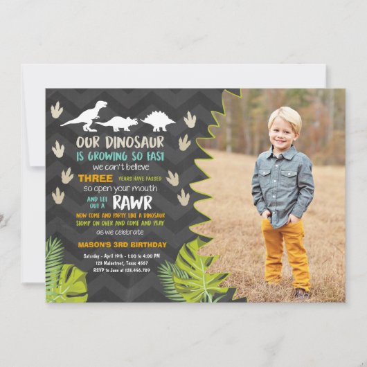 Dinosaur verjaardagsuitnodiging Dinosaur Party nod Kaart (Voorkant)