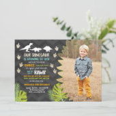 Dinosaur verjaardagsuitnodiging Dinosaur Party nod Kaart (Staand voorkant)