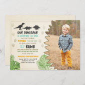 Dinosaur verjaardagsuitnodiging Dinosaur Party Uit Kaart (Voorkant / Achterkant)