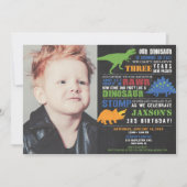 Dinosaur-verjaardagsuitnodiging foto-uitnodiging kaart (Voorkant)