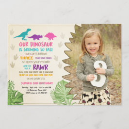 Dinosaur verjaardagsuitnodiging Girl Dinosaur Part Kaart
