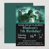 Dinosaur verjaardagsuitnodiging kaart (Voorkant / Achterkant)