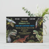 Dinosaur verjaardagsuitnodiging kaart (Staand voorkant)