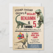 Dinosaur verjaardagsuitnodiging kaart (Voorkant)