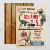 Dinosaur verjaardagsuitnodiging kaart (Voorkant / Achterkant)