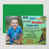 Dinosaur verjaardagsuitnodiging kaart (Voorkant / Achterkant)