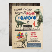 Dinosaur verjaardagsuitnodiging kaart (Voorkant / Achterkant)