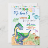 Dinosaur verjaardagsuitnodiging kaart (Voorkant)