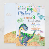 Dinosaur verjaardagsuitnodiging kaart (Voorkant / Achterkant)