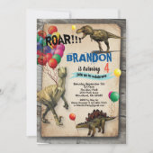 Dinosaur-verjaardagsuitnodiging realistisch kaart (Voorkant)