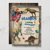 Dinosaur-verjaardagsuitnodiging realistisch kaart (Voorkant / Achterkant)