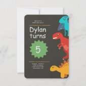 Dinosaur Verjaardagsuitnodiging, T-Rex Verjaardags Kaart (Voorkant)