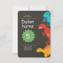Dinosaur verjaardagsuitnodiging, T-Rex verjaardags Kaart