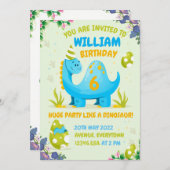 Dinosaur verjaardagsuitnodiging voor uw kind kaart (Voorkant / Achterkant)