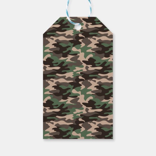 Dinosaur-verjaardagsverkrachter, kamouflage krasse cadeaulabel (Achterkant)