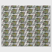 Dinosaur-verjaardagsverkrachter, kamouflage krasse cadeaupapier (Vlak)