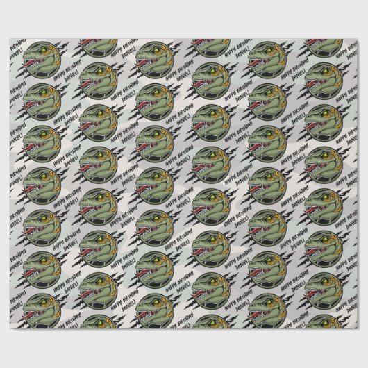 Dinosaur-verjaardagsverkrachter, kamouflage krasse cadeaupapier (Vlak)